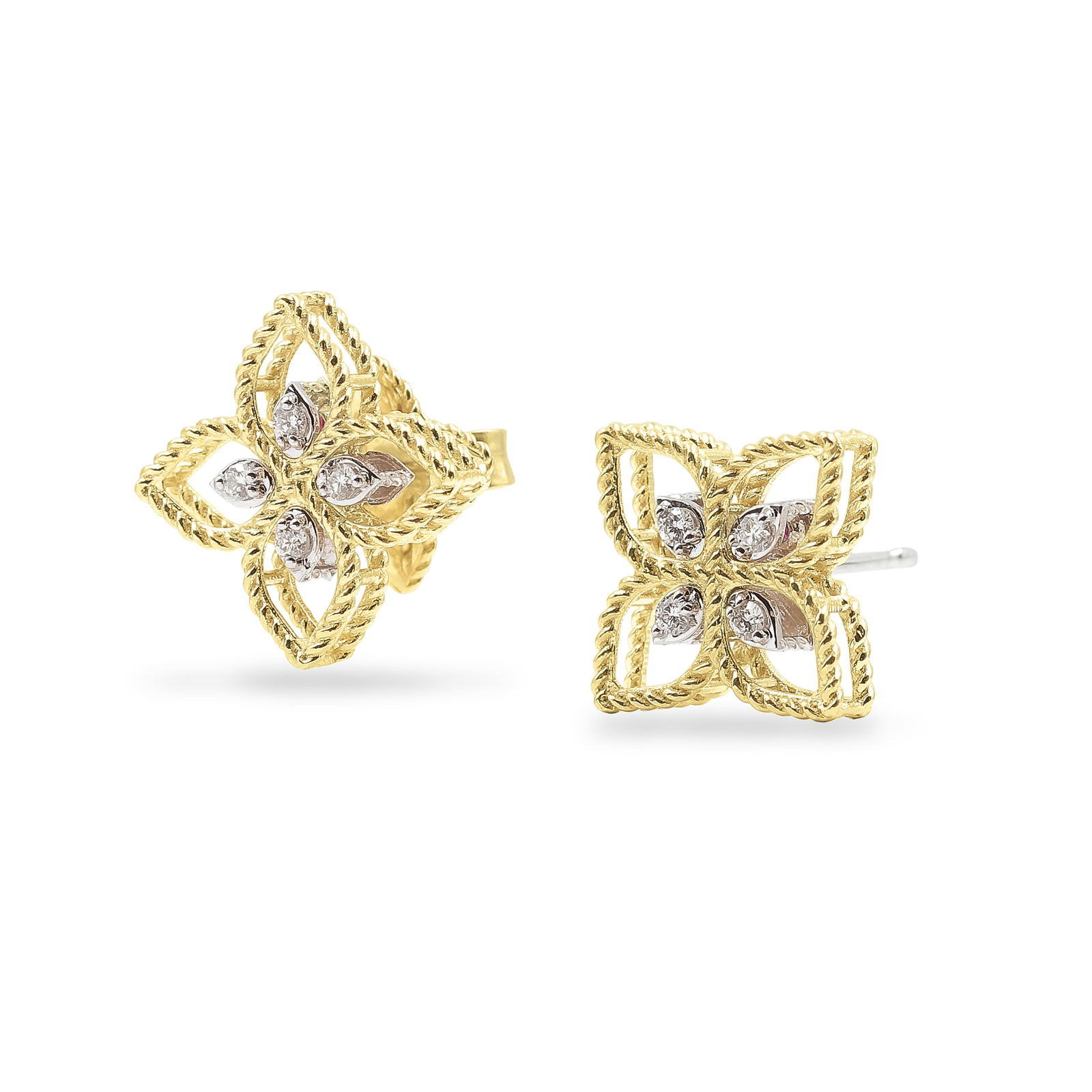 Roberto Coin Princess Flower 18ct Bi-Colour Gold Diamond Stud Earrings Reviews