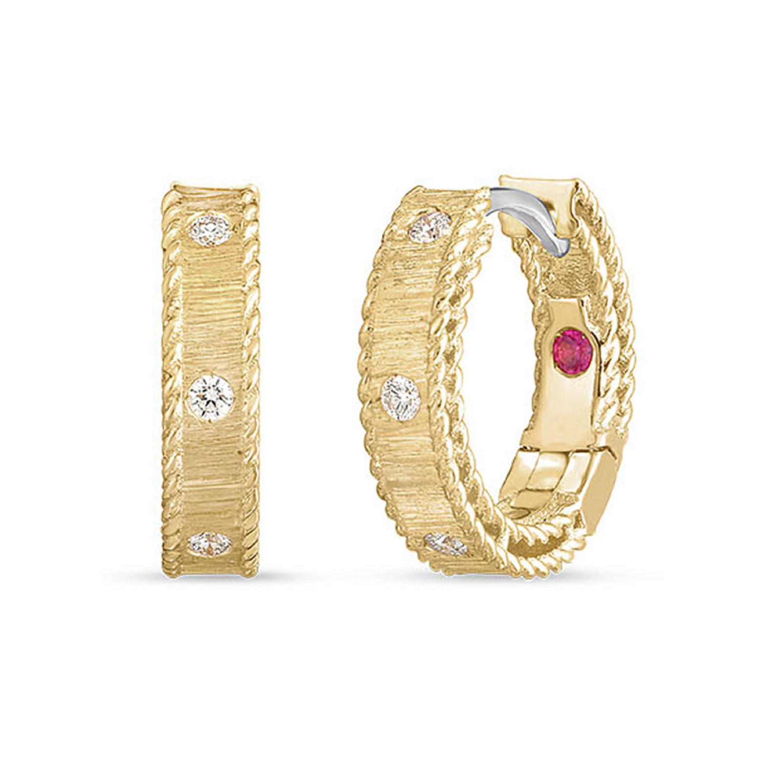 Roberto Coin Princess 18ct Yellow Gold Diamond Princess Hoop Earrings Reviews