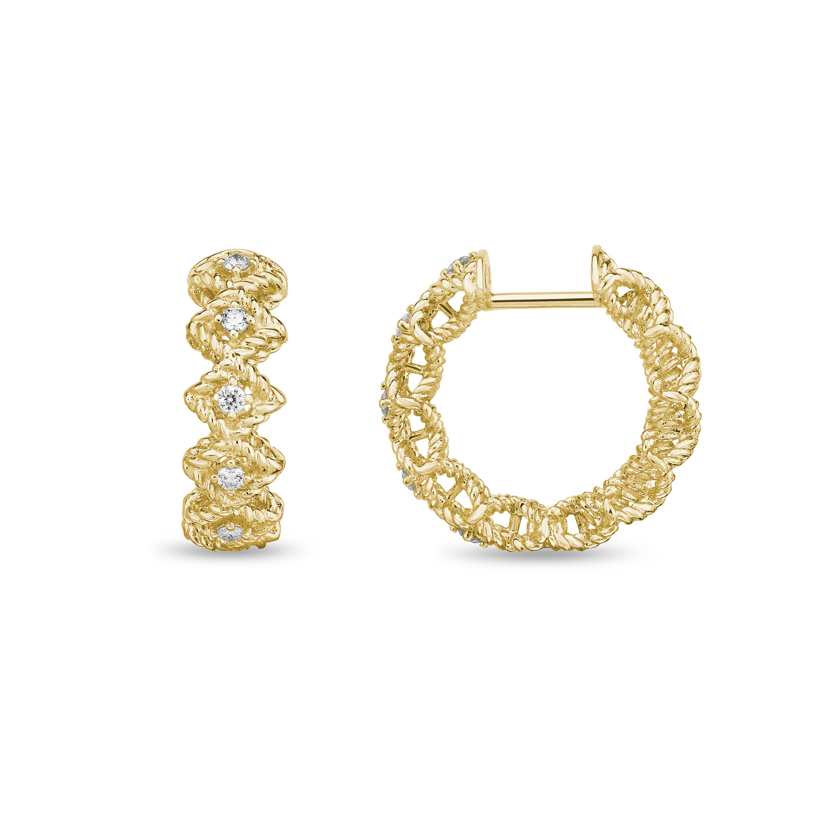 Roberto Coin Roman Barocco 18ct Yellow Gold Diamond Hoop Earrings Reviews