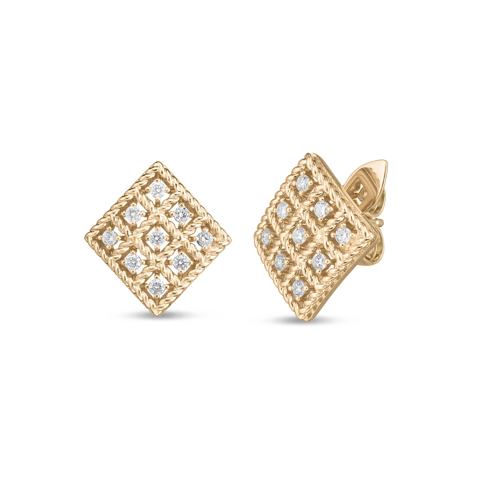 Roberto Coin 18ct Yellow Gold Diamond Roman Barocca Stud Earrings Reviews