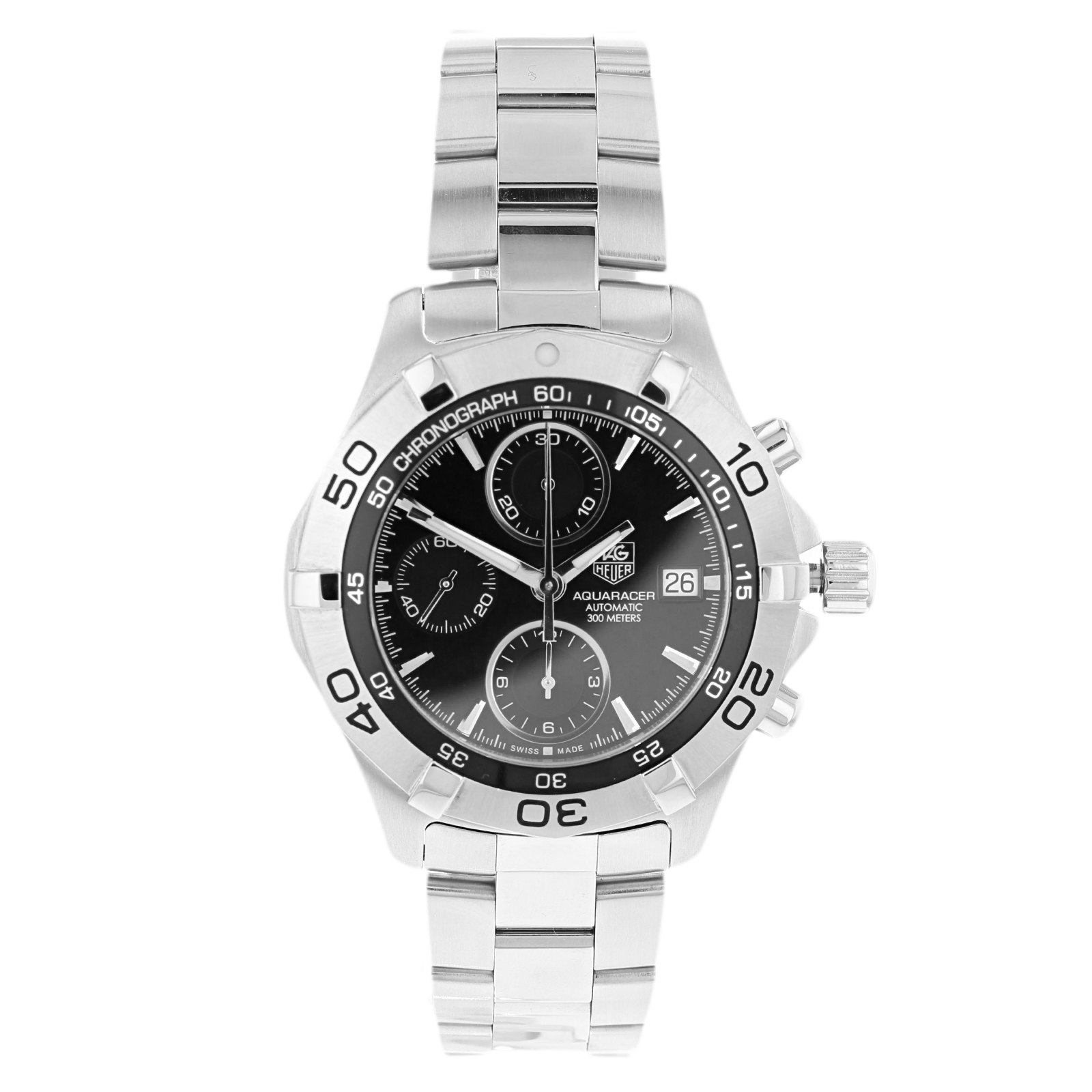 aquaracer chronograph black dial men's watch